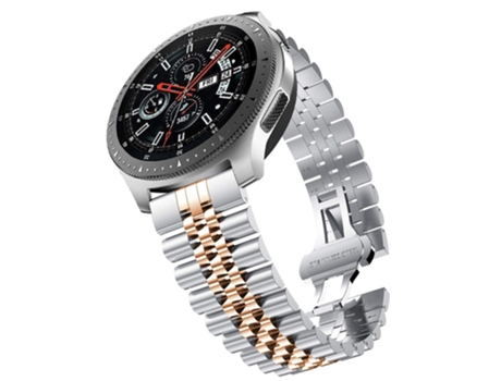 Correa de reloj de acero con cinco cuentas de 20 mm para Samsung Galaxy Watch 3 de 41 mm (oro rosa plateado)