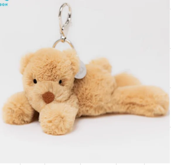 (oso Reclinado) Lindo Llavero De Peluche De Animal, Colgante De Juguete Suave. Decoración Para Bolso.