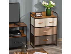 Cômoda Para Quarto Com 4 Gavetas Dobráveis, Tampo De Madeira E Estrutura De Metal, 58x29x78,5 Cm, Multicolorida