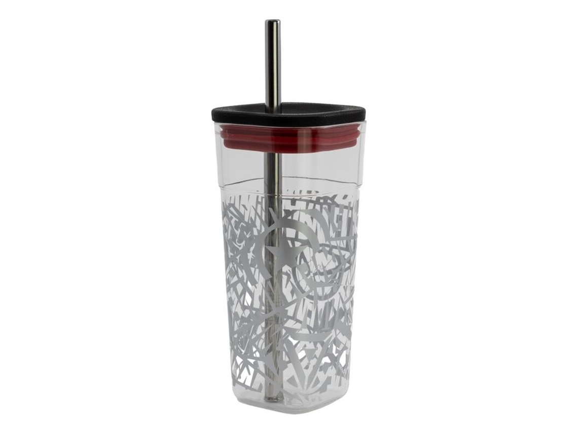 Vaso Acrílico Cube con Pajita Acero Inox. Marvel 540ml