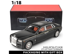 Rolls-Royce Phantom en miniatura a escala 1:18, juguete de metal fundido a presión con mecanismo de fricción de aleación de zinc Mdug (negro)