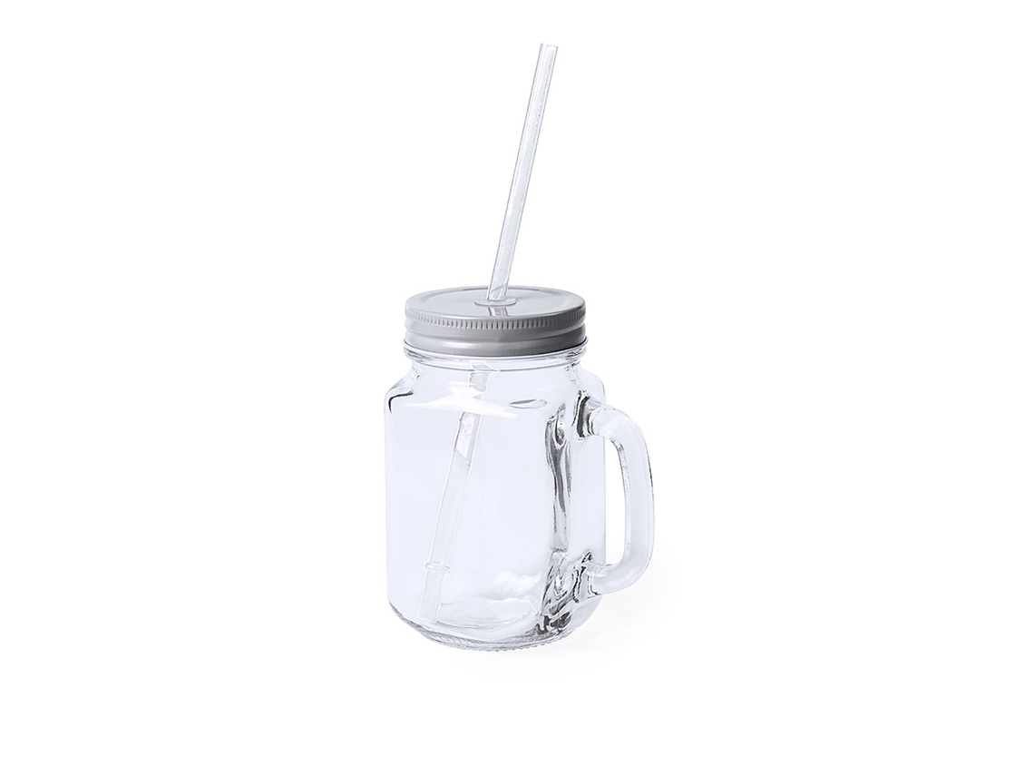 Tarro Cristal Con Pajita De 500 Ml