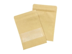 50 Bolsas De Papel Kraft Pequeñas Con Cremallera Y Ventana Para Alimentos Y Almacenamiento Seco