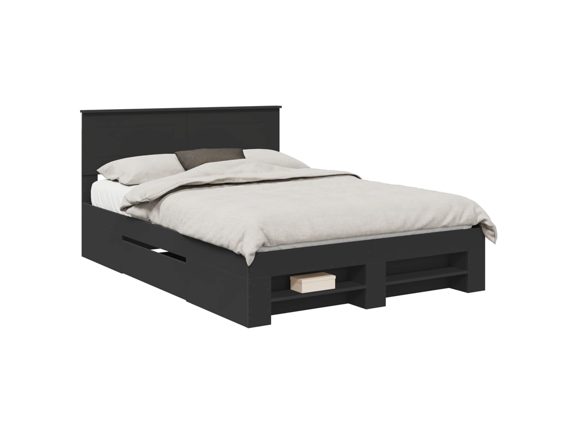 Maison Exclusive - Estructura De Cama Negro 140 X 200 Cm Madera De Ingeniería