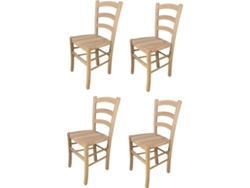 Conjunto de 4 Cadeiras T M C S Venezia U141GR (Castanho Claro - 88x43x46 cm - Madeira)