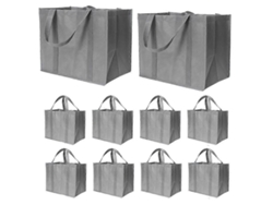 Paquete de 10 bolsas de compra plegables y reutilizables de 35 litros con asas largas, ecológicas e ideales para almacenar grandes cantidades.