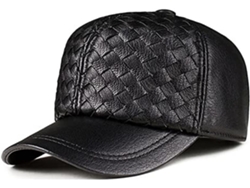 Casquette De Baseball En Cuir Véritable Hommes - Chapeau Papa Réglable Noir And Marron Foncé
