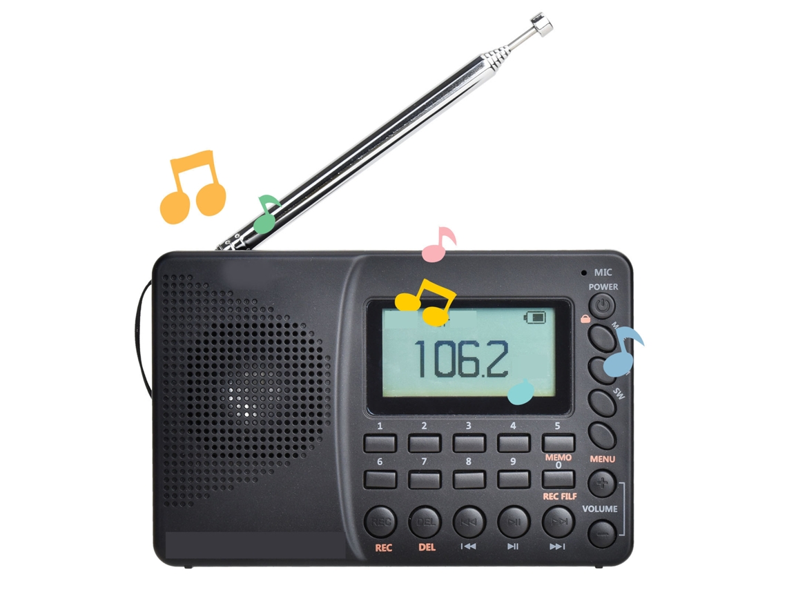 Radio De Banda Completa Soporte Bluetooth Grabación De Tarjeta De Memoria Reproductor Mp3 Portátil Radio Fm Am Sw Para Personas Mayores