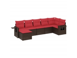 Conjunto de sofá de jardín de 7 piezas con cojines, ratán negro. EXCLUSIVO DE MAISON.