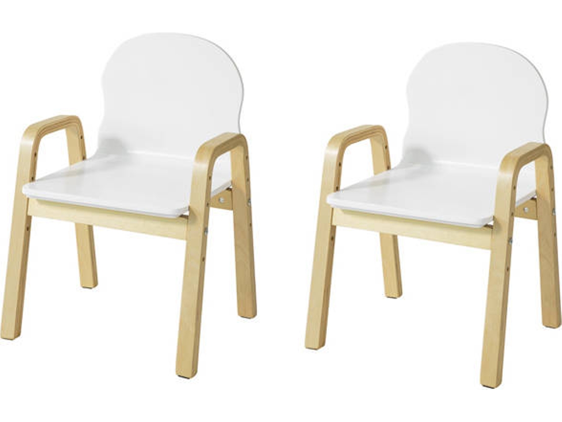 Conjunto 2 Sillas Infantiles SOBUY KMB24-Wx2 (Blanco - 53x40x32)