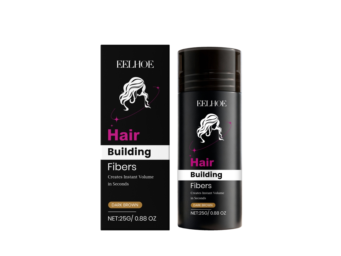 El polvo de queratina marrón oscuro aumenta el volumen del cabello.