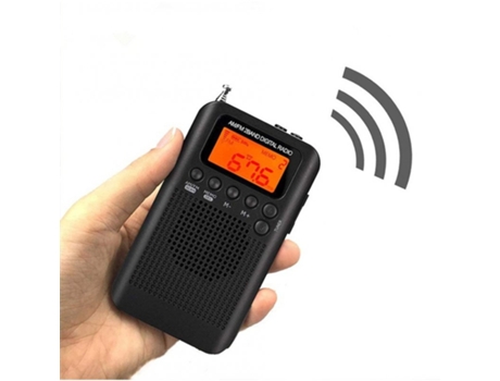 Radio hrd-104 bolsillo am fm lcd pantalla de frecuencia digital mini estéreo recargable con altavoz del conductor negro