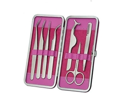 Kit Profesional De Pinzas Para Cejas Y Pestañas Postizas - 7 Piezas De Acero Inoxidable Con Tijeras Y Peine