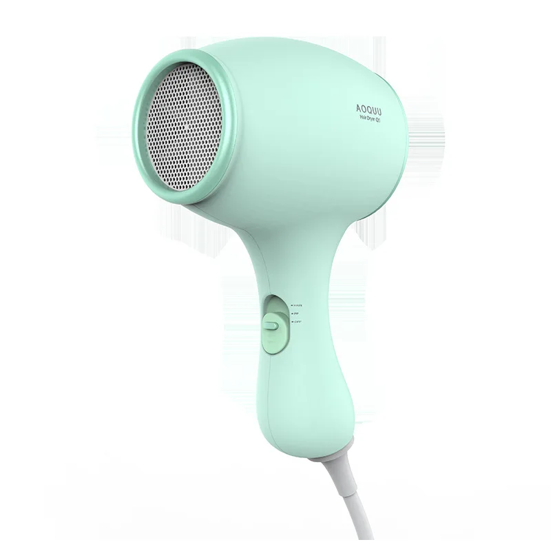(verde) Secador de cabelo infantil atualizado para o segundo trimestre: Silencioso, temperatura constante, íons negativos, zero radiação
