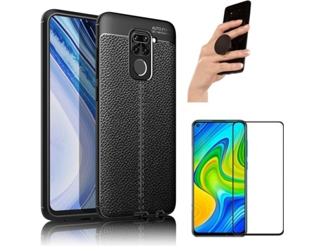 Carcasa, Protector y Popsocket Xiaomi Redmi Note 9 Rugged Leather Negro