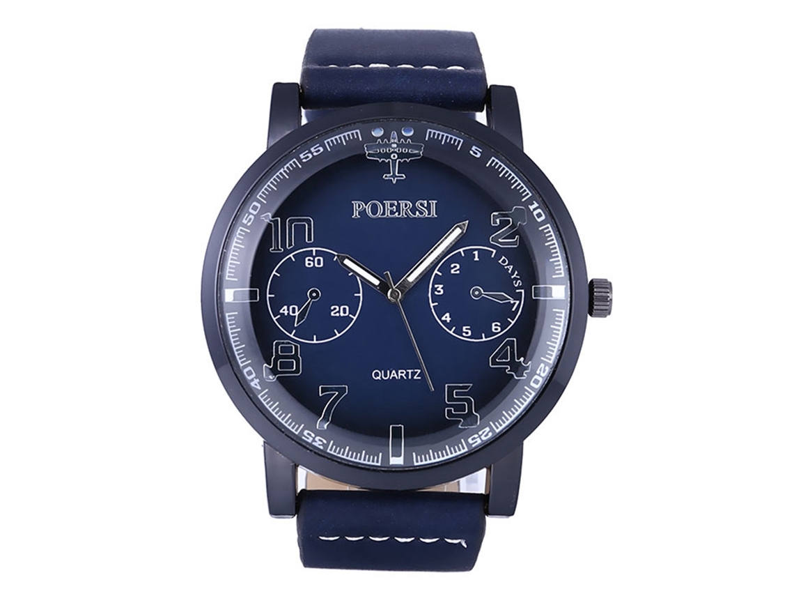 Reloj Zhoulianfa Para Hombre De Piel Sintética Con Pantalla Redonda Grande - Azul