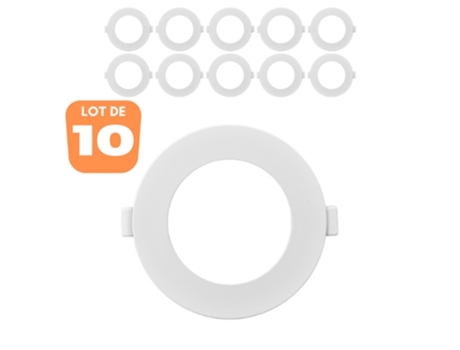 Conjunto de 10 LED redondos extra planos 6W 6500K Ø128 mm IP20 BRAYTRON