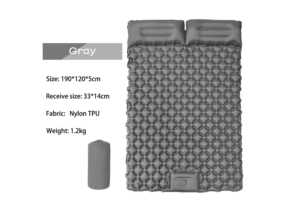Colchoneta de camping Digitallab ultraligera, inflable con pedal, 190 x 120 cm, Lt09 (gris)