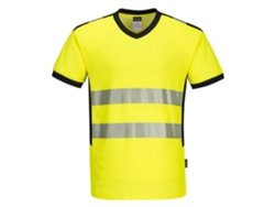 Camiseta de cuello en V de alta visibilidad Portwest Pw3 / Amarillo Negro / L
