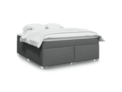 Cama Box Spring Con Colchón Tela Gris Oscuro 180x200 Cm