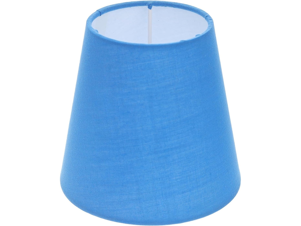 Lámpara de mesa colgante de tela azul macaron con estructura estable y luz suave, accesorio.