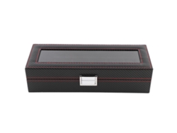 Estuche De Viaje Para Relojes De Fibra De Carbono Con 6 Ranuras, Almacenamiento Elegante.