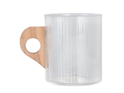 Taza de café vertical con granos, 280 ml, con asa de madera para viajes y uso doméstico