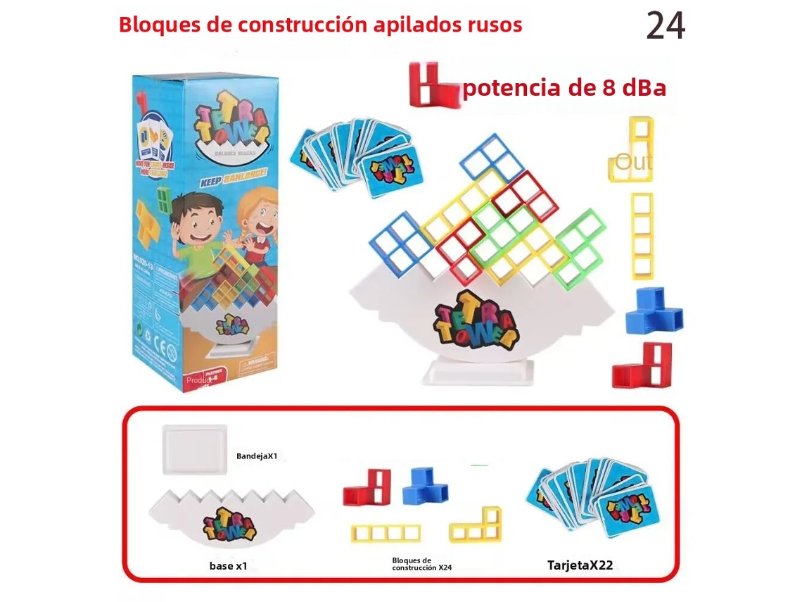 Juego de mesa Tetris para niños con piezas apilables y de equilibrio MDUG (24 piezas)
