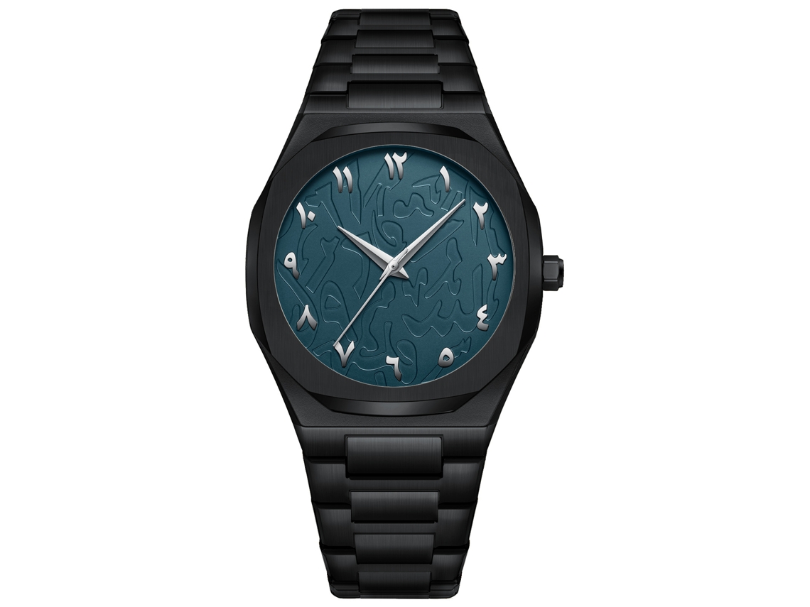 Reloj De Pulsera De Cuarzo Para Hombre, De Policarbonato, Con Caja Negra Y Esfera Azul.