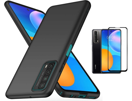 Kit Carcasa Y Protector Huawei P Smart 2021 Full Cover Turtleshell Rígido Negro