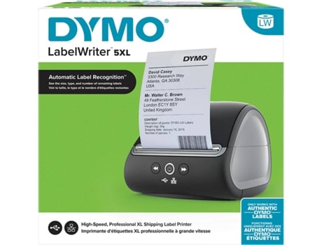 Impresora Etiquetas Dymo labelwriter 5xl reconocimiento imprime extraanchas desde amazon ebay etsy y mucho enchuche 2 clavijas