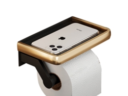 Portarrollos de papel higiénico de pared, soporte para baño con soporte para teléfono móvil