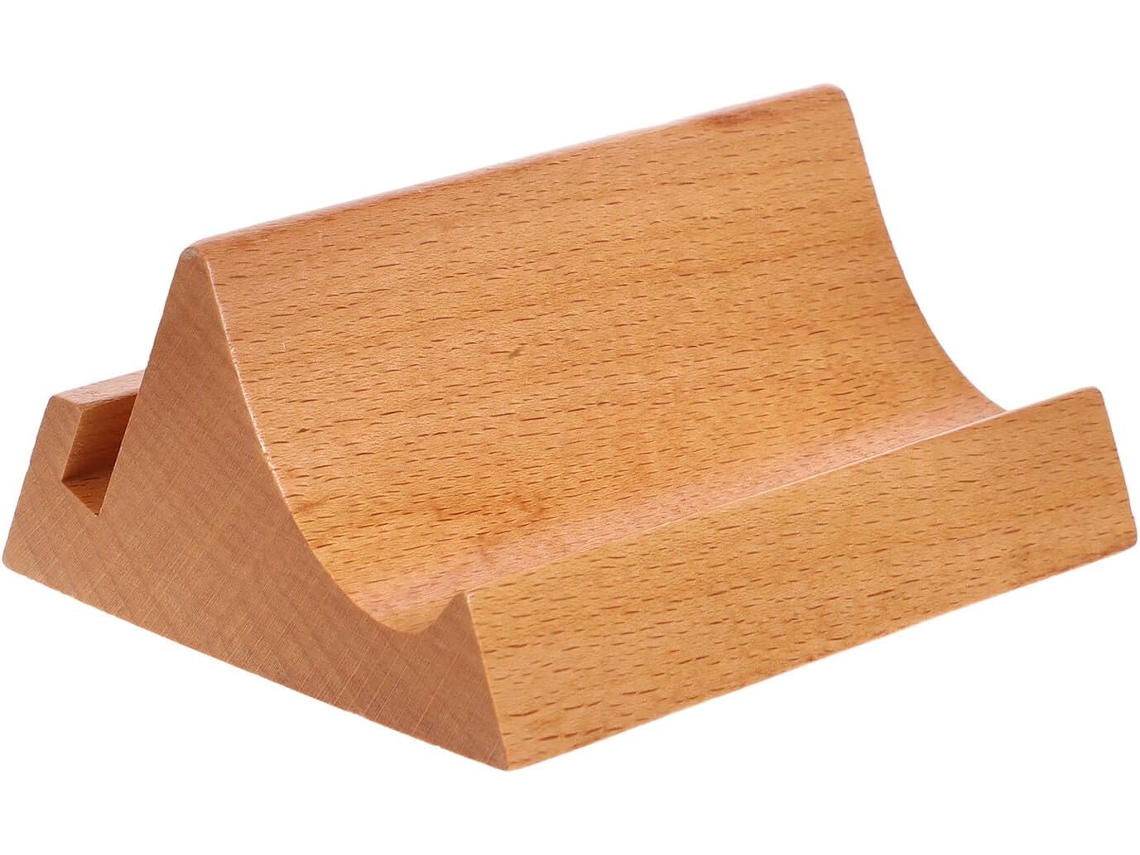 Soporte de madera para teléfono móvil con calendario.