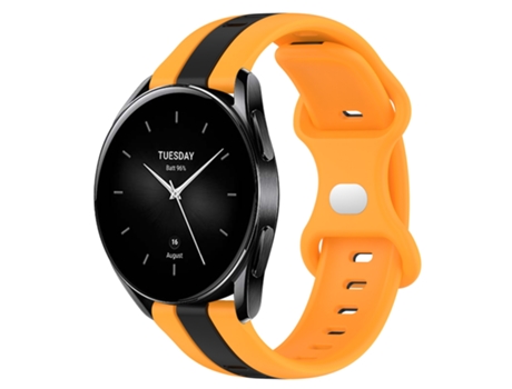 Correa de reloj inteligente para Xiaomi Watch S2 46 mm 22 mm Hebilla de mariposa de silicona bicolor (negro + amarillo)