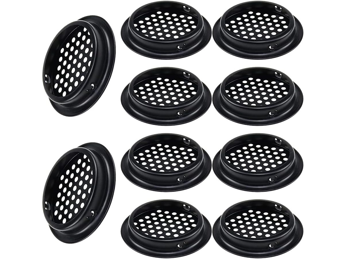 Ventilación circular elegante para armarios y gabinetes. Rejilla con orificio de malla de acero inoxidable que garantiza un ambiente sin olores. Diseño elegante.