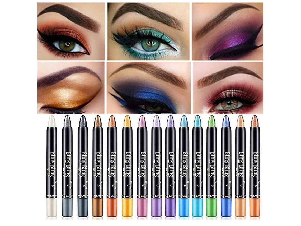 Kit De 15 Lápices De Sombras De Ojos Resistentes Al Agua Con Efecto Brillante Y Larga Duración.