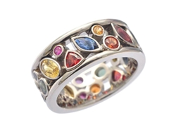 Anillo De Cristal Duradero Para Mujer, Patrón Geométrico Creativo Con Zircón Cubico Multicolor 9 Plata