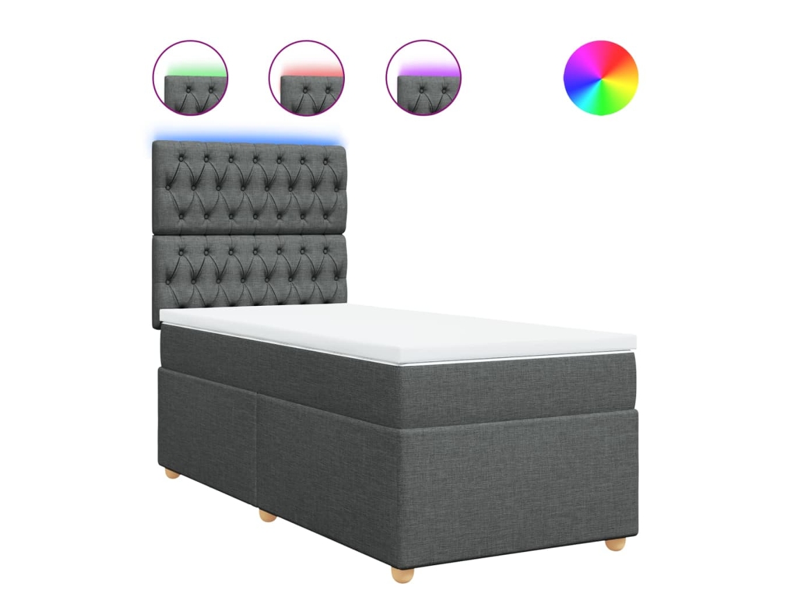 Maison Exclusive - Cama Box Spring Con Colchón Tela Gris Oscuro 100x200 Cm