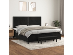 Cama Box Spring Con Colchón Terciopelo Negro 200x200 Cm
