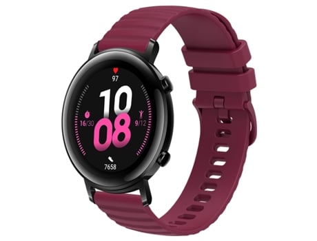 Correa de reloj inteligente para Huawei Watch GT2 42 mm 20 mm Patrón de puntos ondulados Correa de reloj de silicona de color sólido (rojo vino)