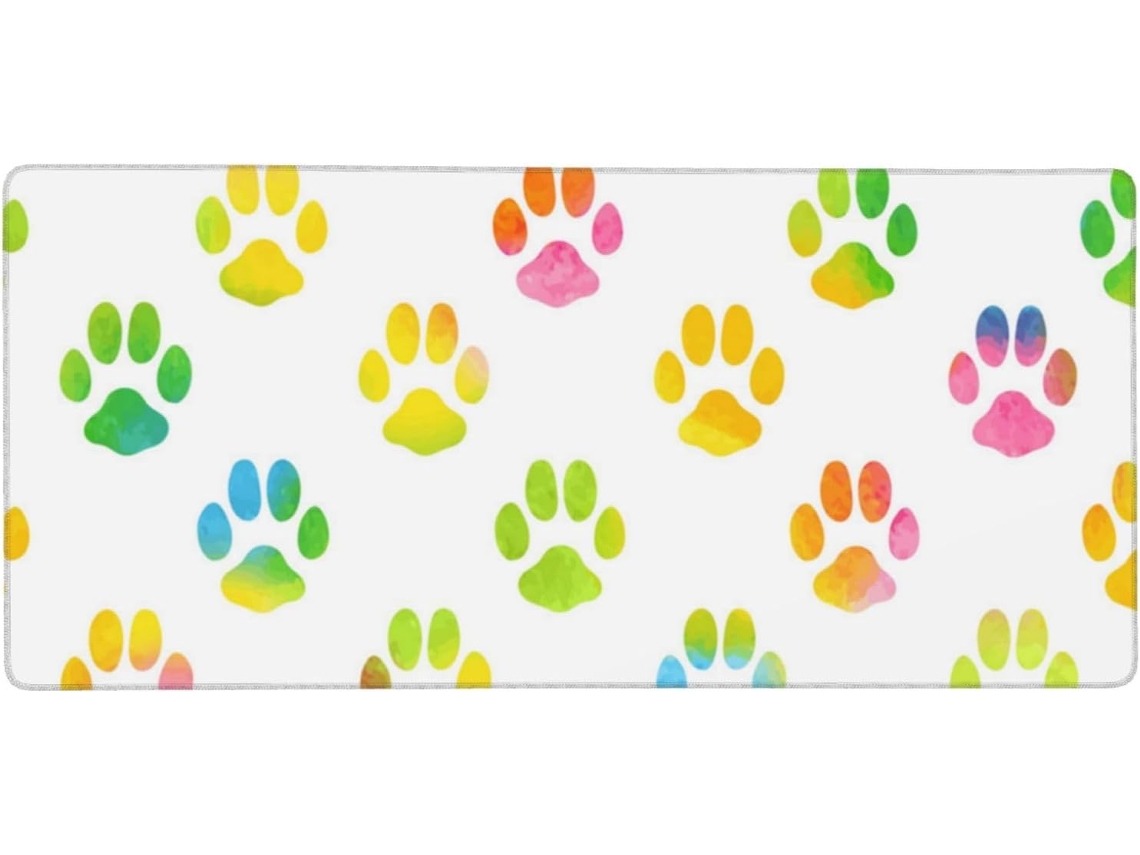 Besportble Alfombrilla De Ratón De Gran Formato Con Estampado De Huellas De Perro En Acuarela Y Goma Antide...