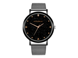 Reloj De Pulsera Para Hombre De Acero Malla Redonda Cuarzo Casual Decoración Negro