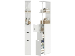 Mueble Columna De Baño Con Cajones Y Estantes Abiertos, 15 X 33 X 136,8 Cm, Blanco