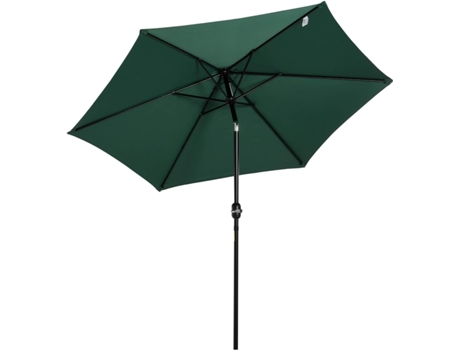 Sombrilla Parasol Reclinable para Jardín Patio Terraza Playa Piscina con Manivela Protector UV 2.7x2.35m Aluminio Verde SELEOK