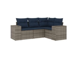 Maison Exclusive - Conjunto De Sofá De Jardín De 4 Piezas Con Cojines, Poliratán Gris