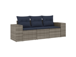 Maison Exclusive - Conjunto De Sofá De Jardín De 3 Piezas Con Cojines, Poliratán Gris