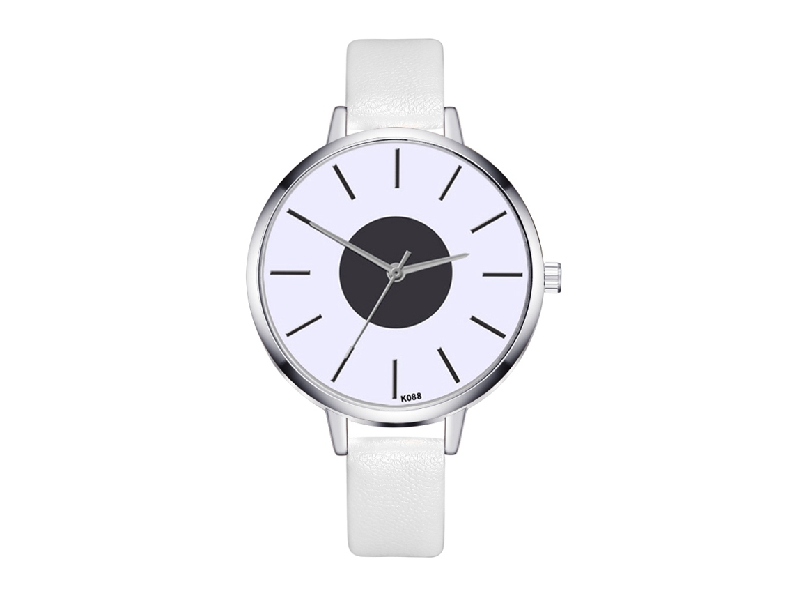 Reloj De Pulsera De Cuarzo Para Mujer Con Correa De Piel Sintética, Estilo Sencillo, Esfera Blanca.