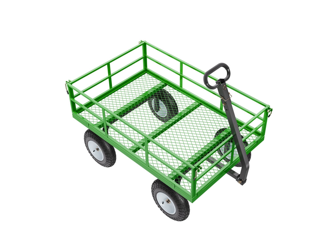 Carro de jardín Succebuy 2 en 1 de acero resistente, 1100 x 750 x 670 mm, verde