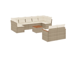 Conjunto 10 de sofás jardín con cojines beige VIDAXL ratán sintético