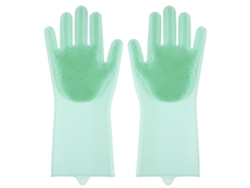 Guantes De Silicona Con Cerdas, Impermeables, Resistentes Al Aceite, Suaves, Elásticos, Para Lavar Platos, Cocina, Verdes.
